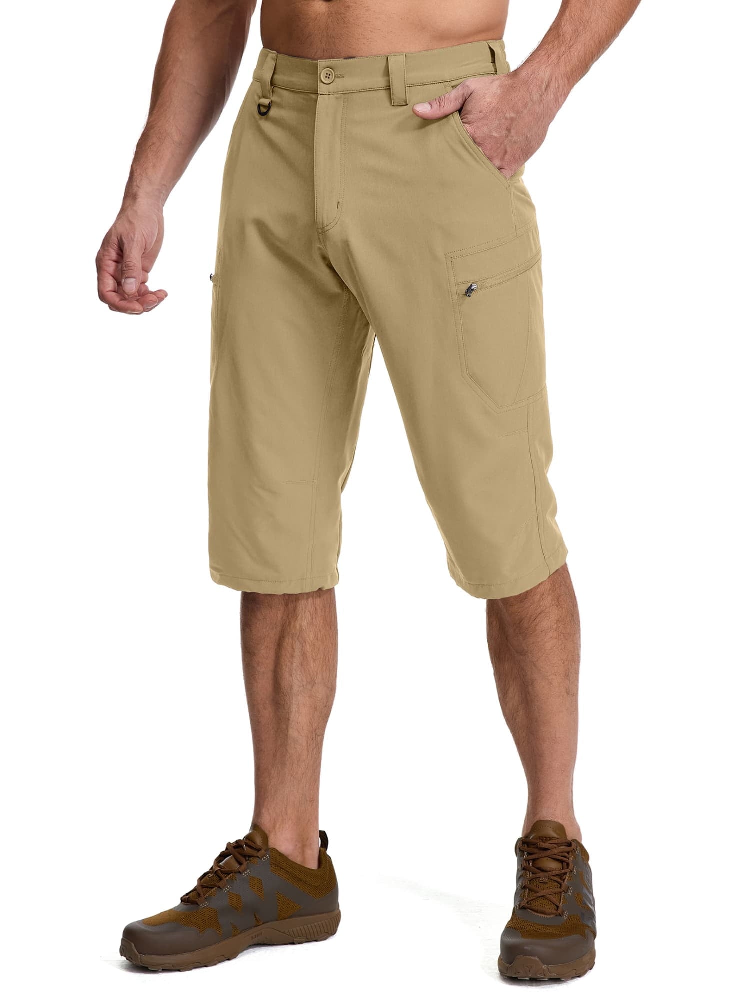 liyiyiyia Mens Capri Pants Cargo Shorts for Men Quick Dry Hiking Long Shorts for Summer Beach Water Resistant