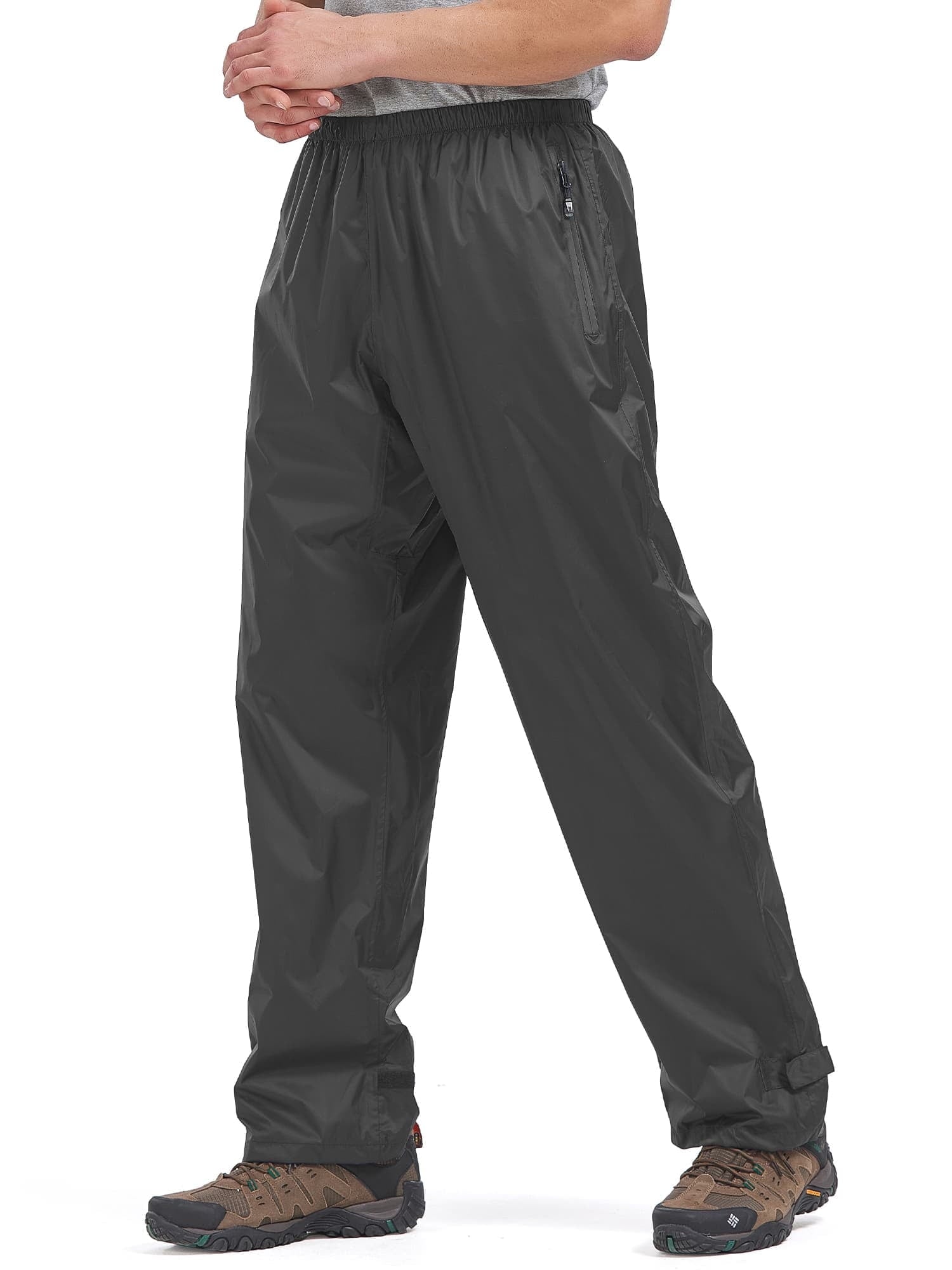 liyiyiyia Men's Rain Pants Waterproof Rain Over Pants Windproof Hiking Pant with Zipper Pockets Lightweight Outdoor Trousers