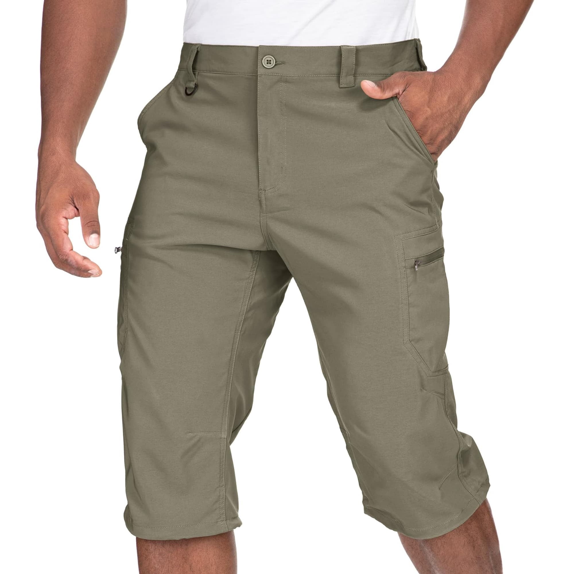 liyiyiyia Mens Capri Pants Cargo Shorts for Men Quick Dry Hiking Long Shorts for Summer Beach Water Resistant
