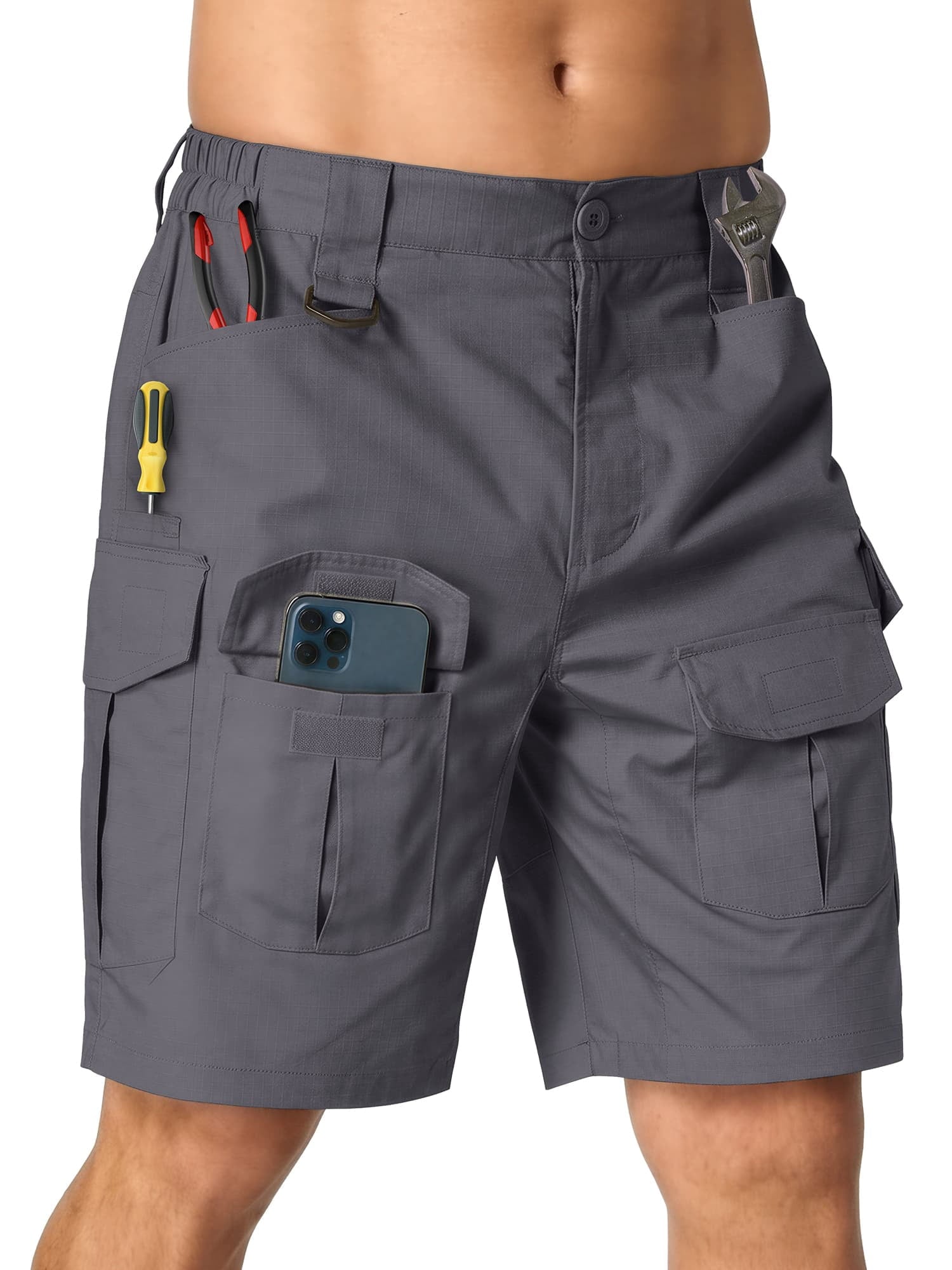 liyiyiyia Mens Shorts Outdoor Work Cargo Shorts for Men with 10 Pocket for Hiking Fishing Camping Casual (No Belt)