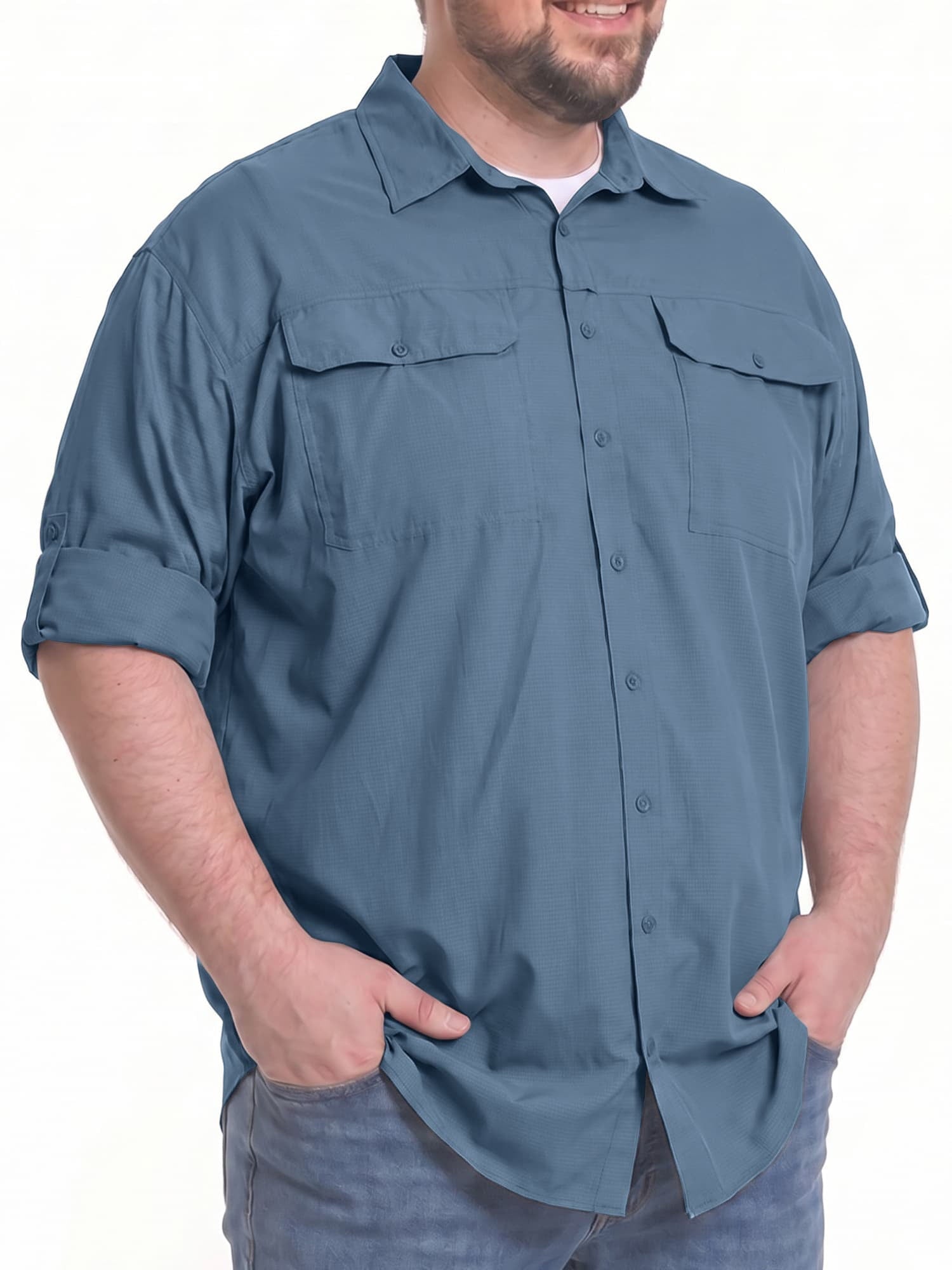liyiyiyia Men's Plus Size Shirts for Fishing Hiking SPF Quick Dry Outdoor Summer Shirts Big and Tall 5XL