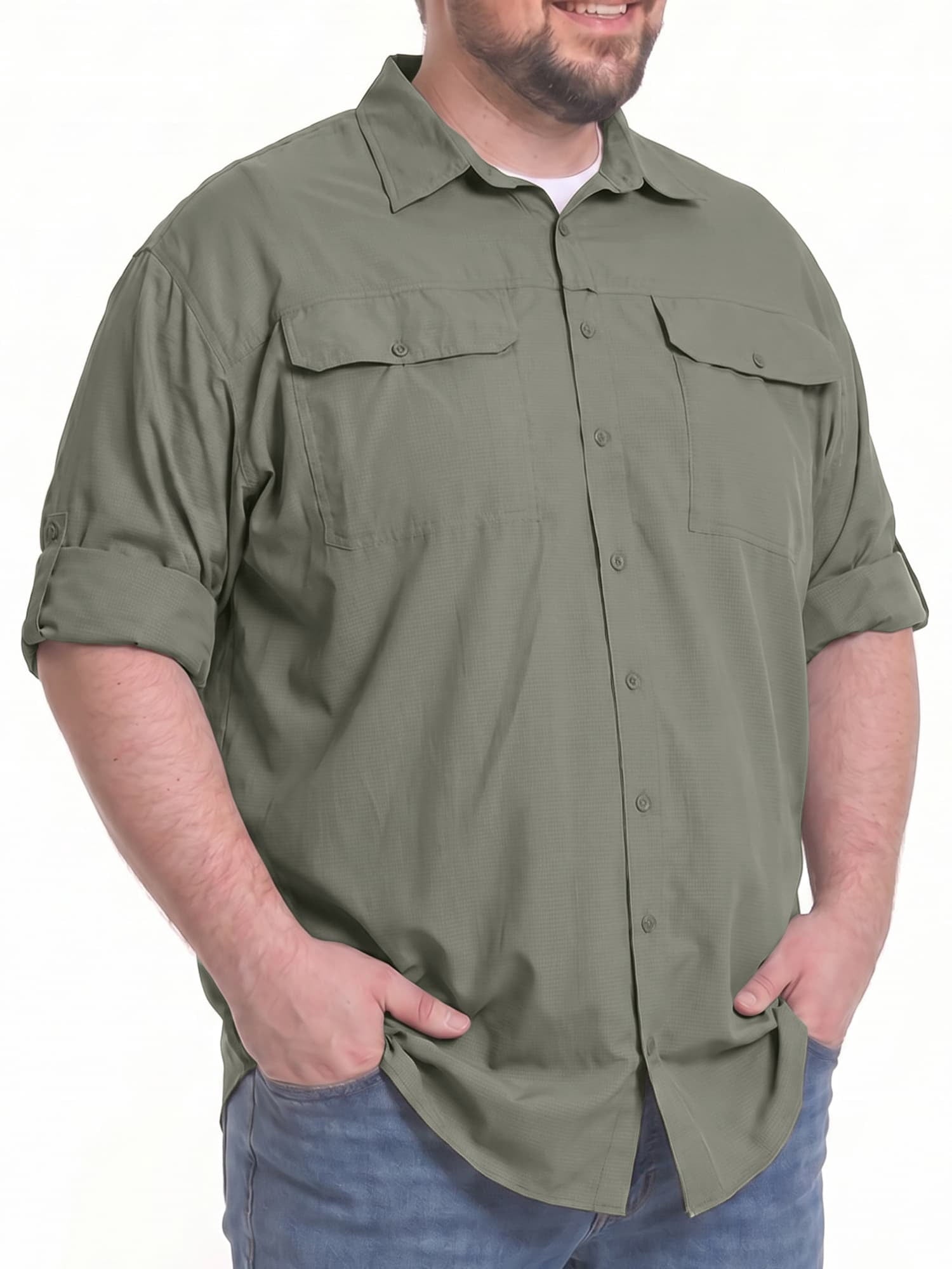 liyiyiyia Men's Plus Size Shirts for Fishing Hiking SPF Quick Dry Outdoor Summer Shirts Big and Tall 5XL