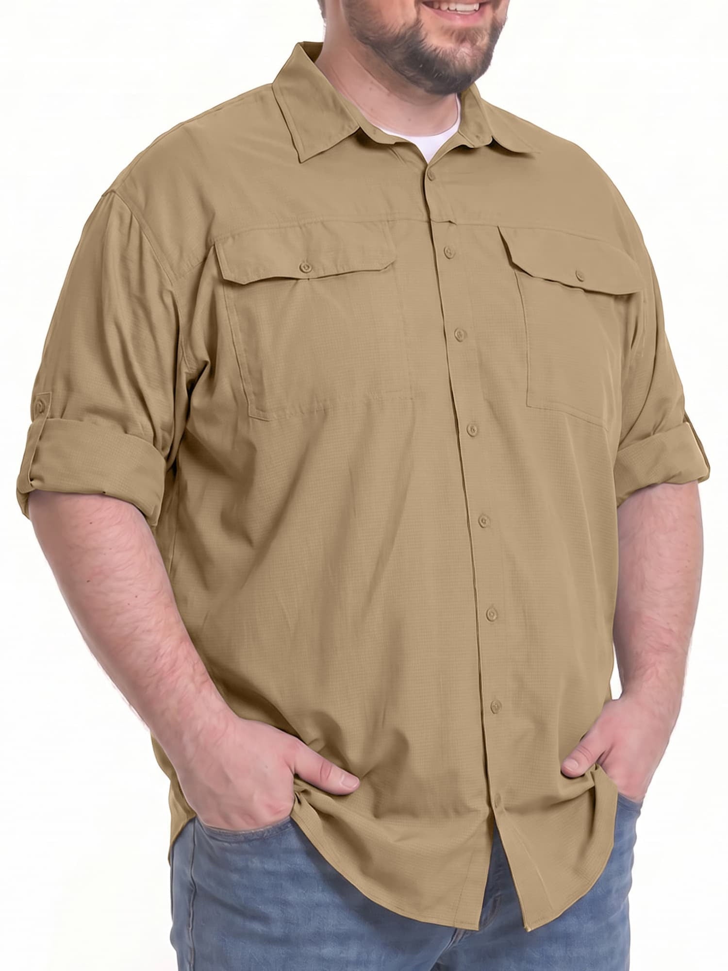 liyiyiyia Men's Plus Size Shirts for Fishing Hiking SPF Quick Dry Outdoor Summer Shirts Big and Tall 5XL