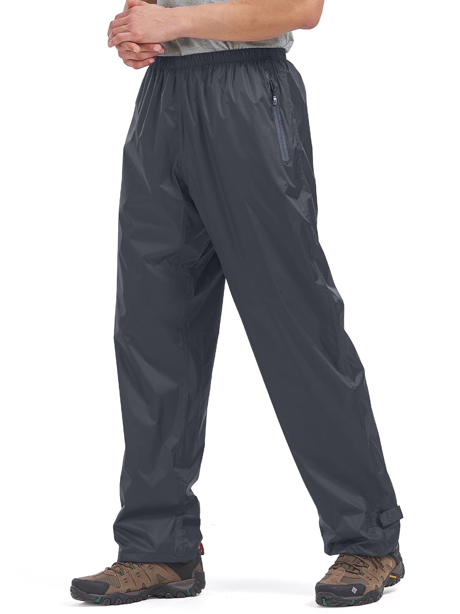 liyiyiyia Men's Rain Pants Waterproof Rain Over Pants Windproof Hiking Pant with Zipper Pockets Lightweight Outdoor Trousers