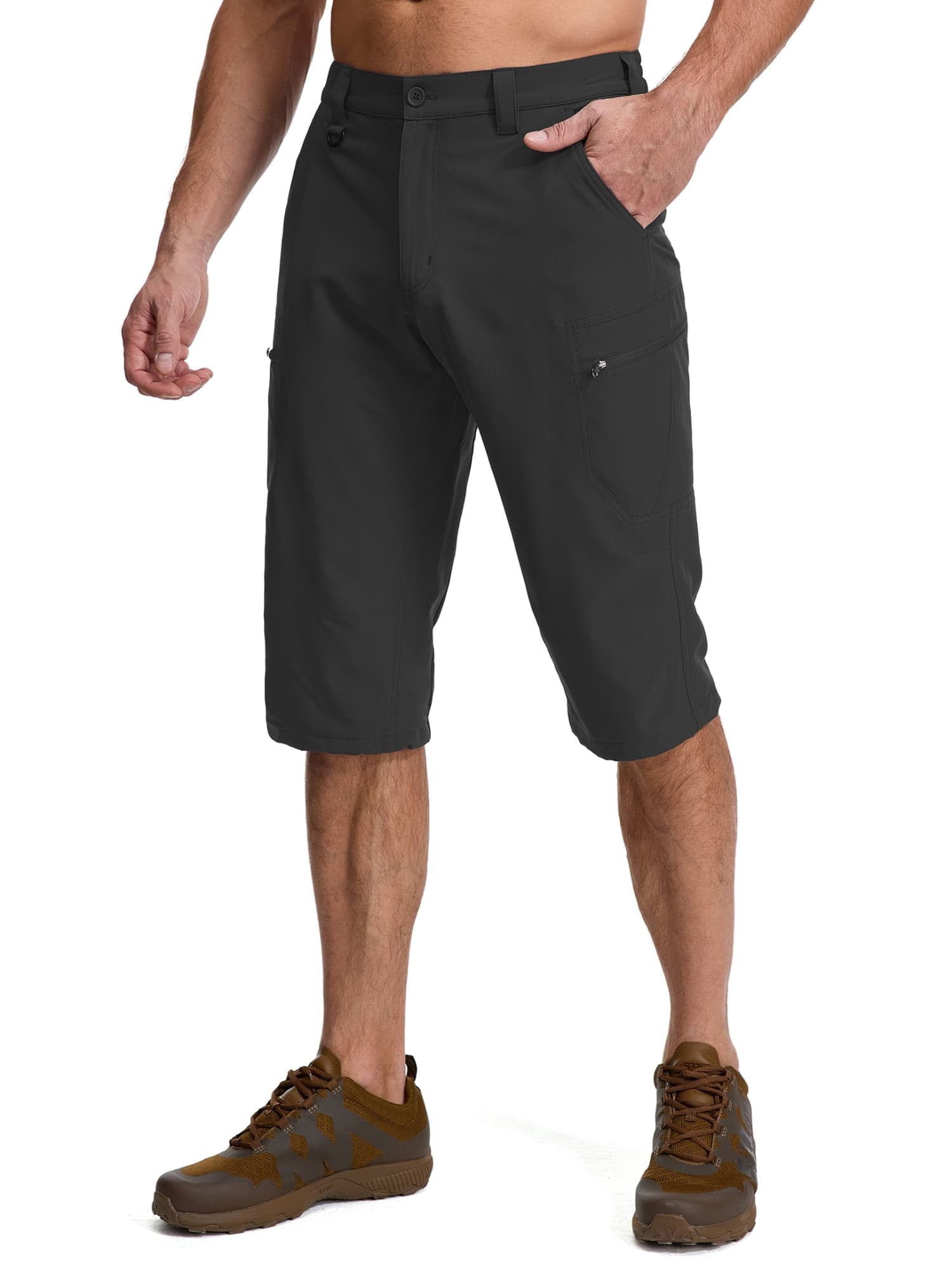 liyiyiyia Mens Capri Pants Cargo Shorts for Men Quick Dry Hiking Long Shorts for Summer Beach Water Resistant