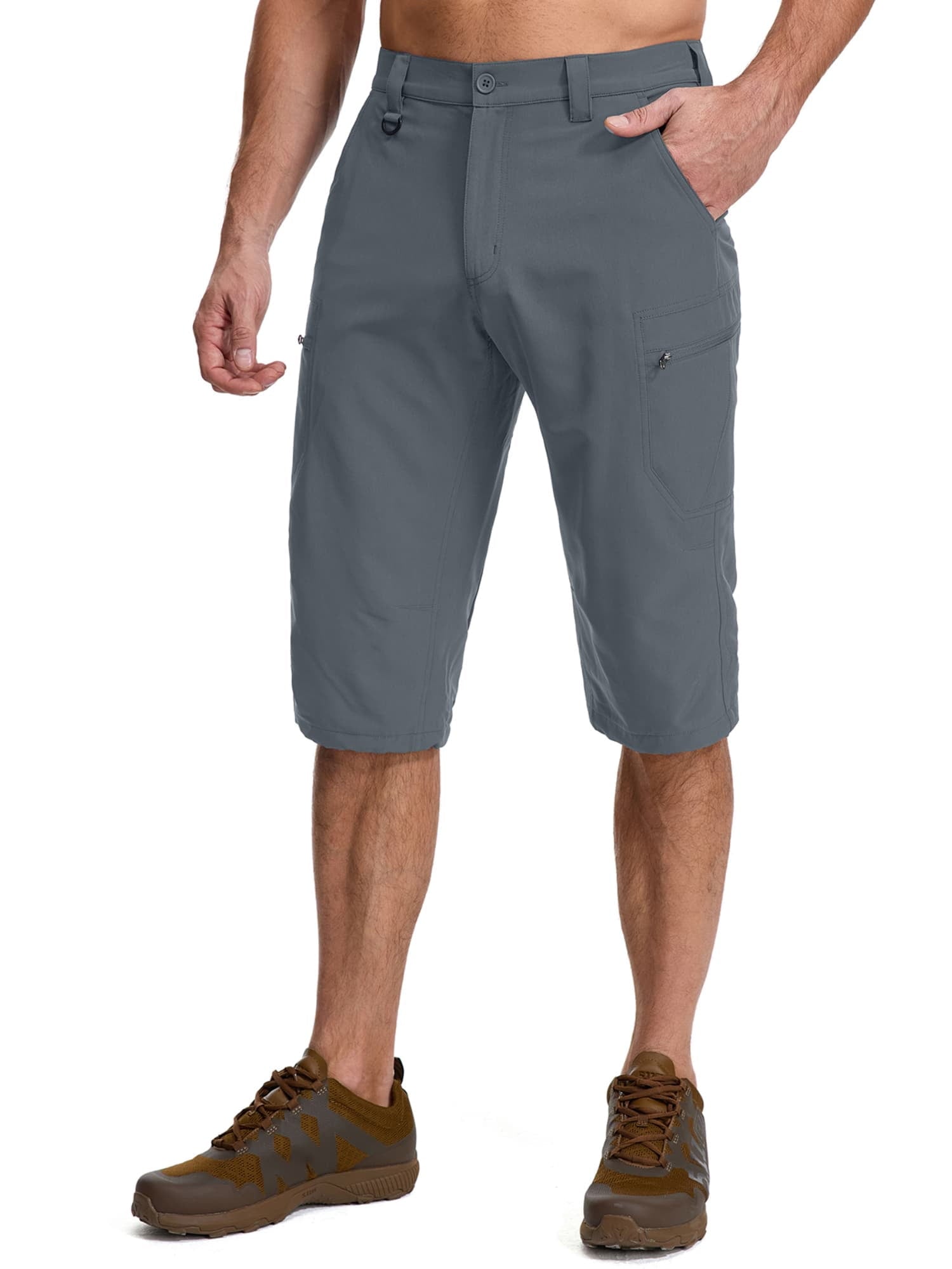 liyiyiyia Mens Capri Pants Cargo Shorts for Men Quick Dry Hiking Long Shorts for Summer Beach Water Resistant