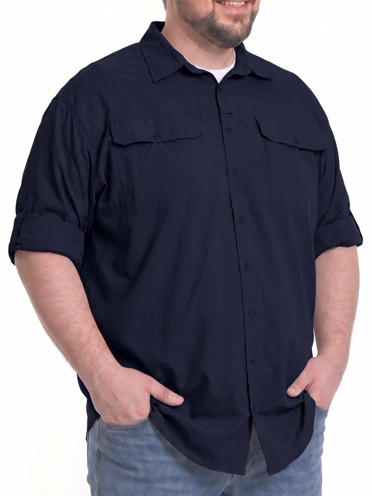 liyiyiyia Men's Plus Size Shirts for Fishing Hiking SPF Quick Dry Outdoor Summer Shirts Big and Tall 5XL