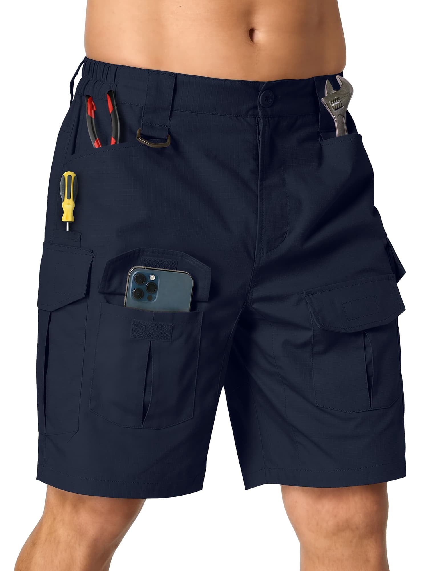 liyiyiyia Mens Shorts Outdoor Work Cargo Shorts for Men with 10 Pocket for Hiking Fishing Camping Casual (No Belt)