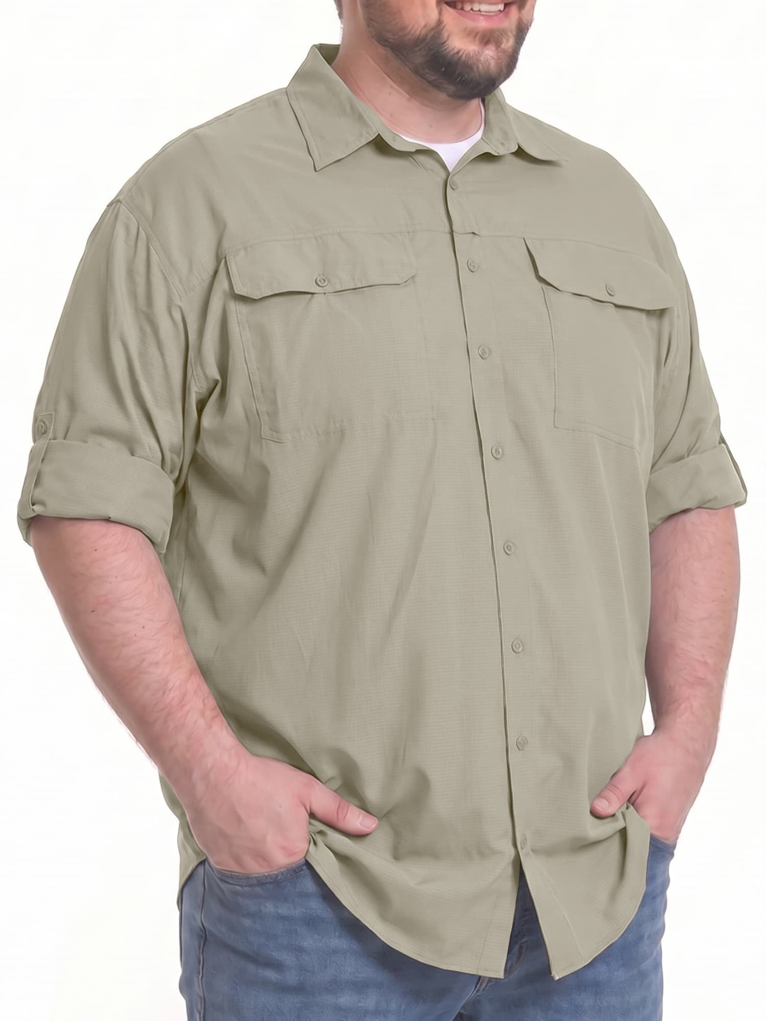 liyiyiyia Men's Plus Size Shirts for Fishing Hiking SPF Quick Dry Outdoor Summer Shirts Big and Tall 5XL