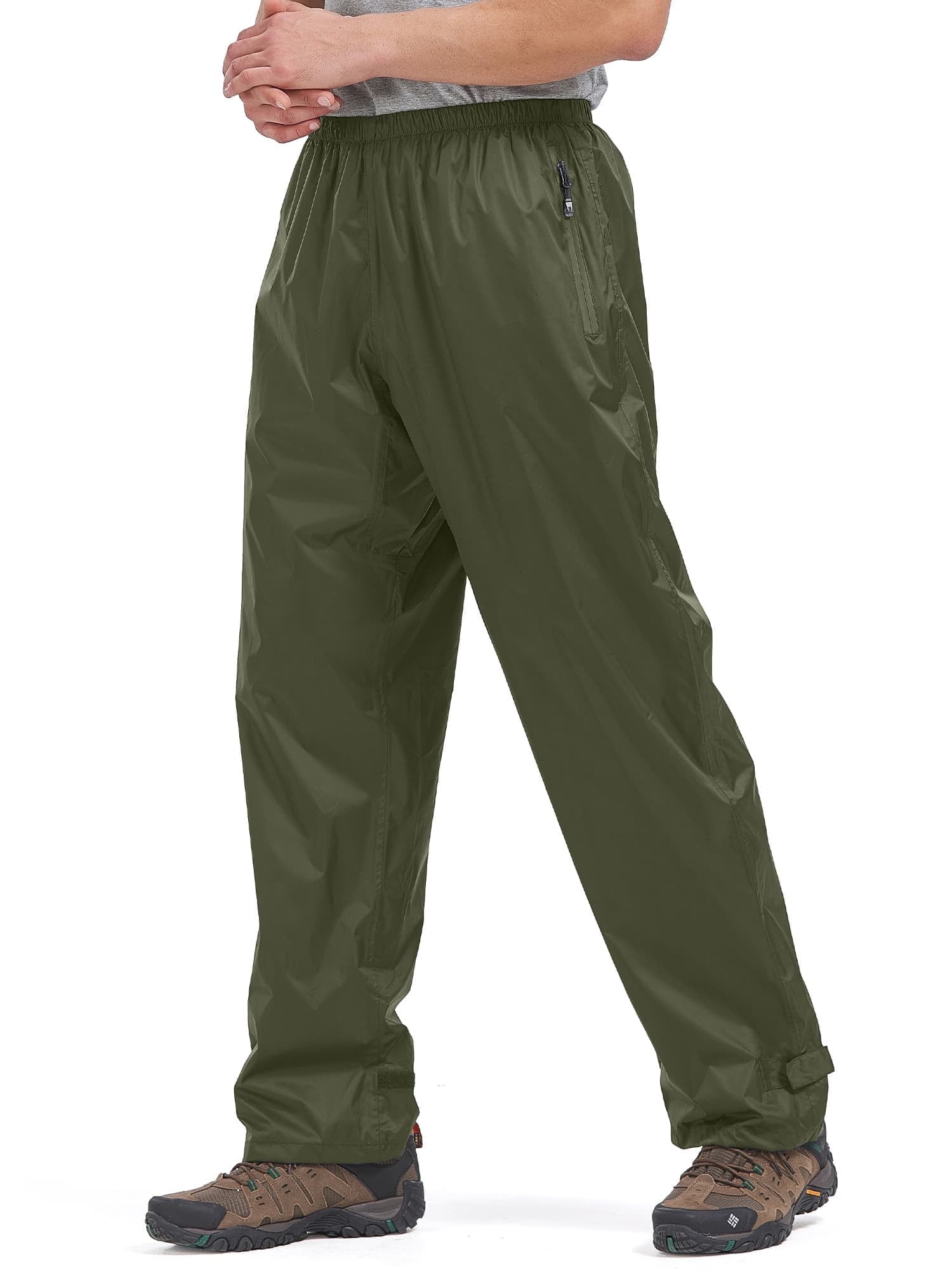 liyiyiyia Men's Rain Pants Waterproof Rain Over Pants Windproof Hiking Pant with Zipper Pockets Lightweight Outdoor Trousers